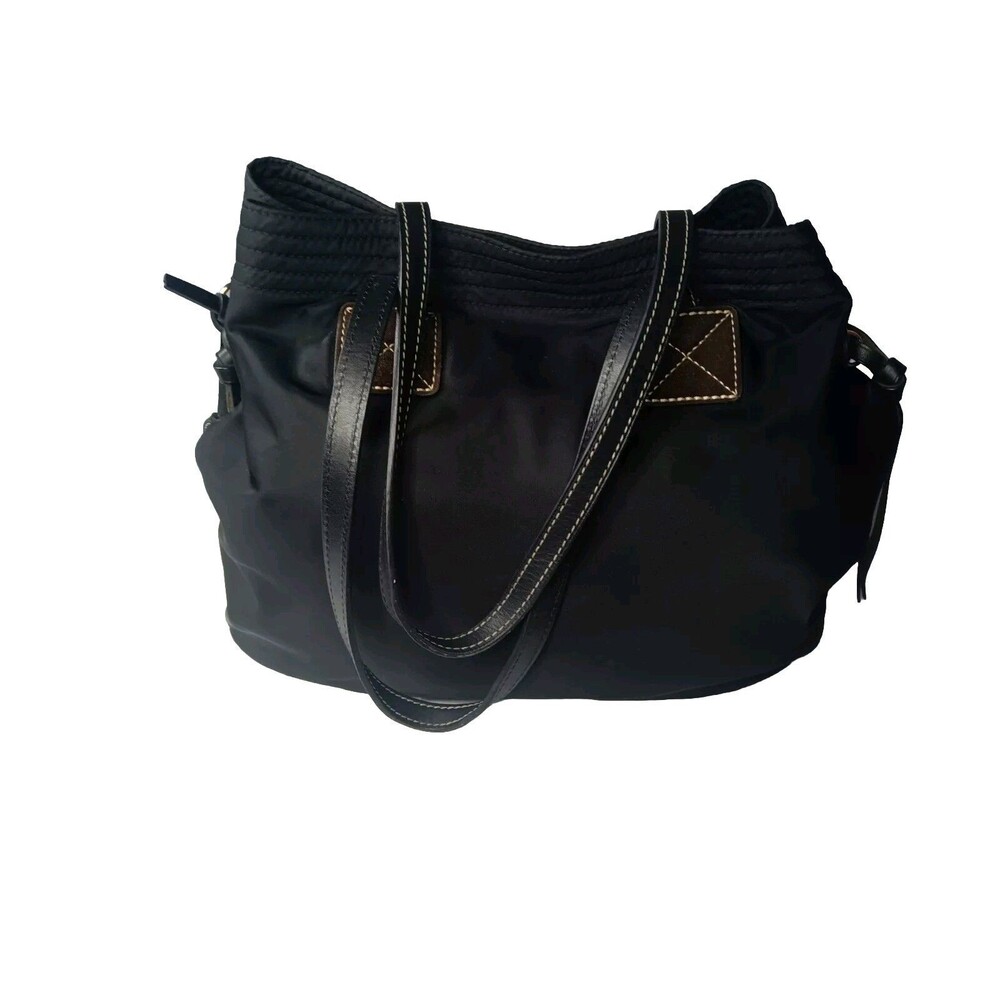 Dooney & Bourke Victoria Black Nylon Tote Leather Trim Handbag - Picture 2 of 10